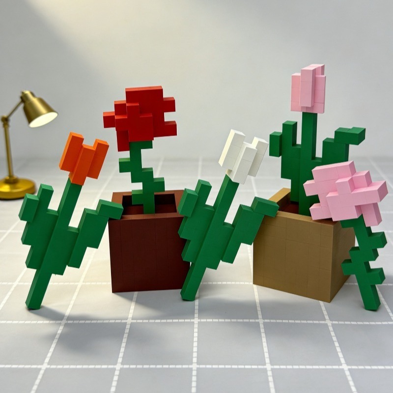 3D Printing Table - การพิมพ์ 3 มิติ ของตกแต่งดอกไม้ที่ไม่เหมือนใคร, ของตกแต่งดอกกุหลาบพิกเซล, ของตกแต่งโต๊ะข้างเตียง,
