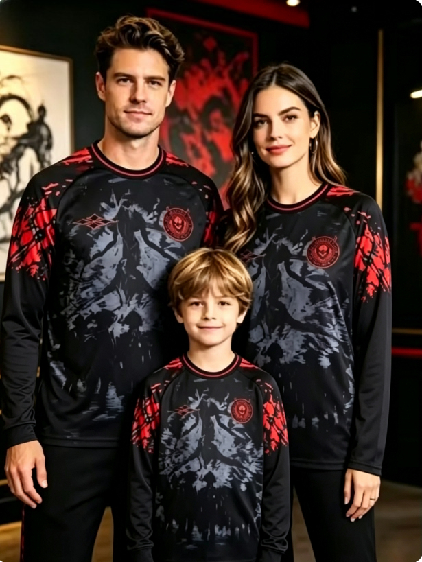 3D Printing Jersey - เสื้อยืดแขนยาวพิมพ์ลายเงาปีศาจสีดำแบบ 3D แห้งเร็ว ทันสมัยและใช้งานได้หลากหลายสำหรับทุกเพศ