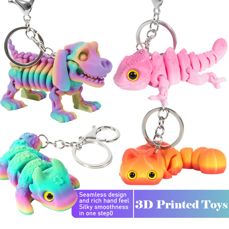 3D Printing Table - พวงกุญแจคาเมเลียนพิมพ์ 3 มิติ ลายน้องแมวและลูกสุนัขสีสันสดใส สำหรับตกแต่งกระเป๋า กระเป๋าสตางค์
