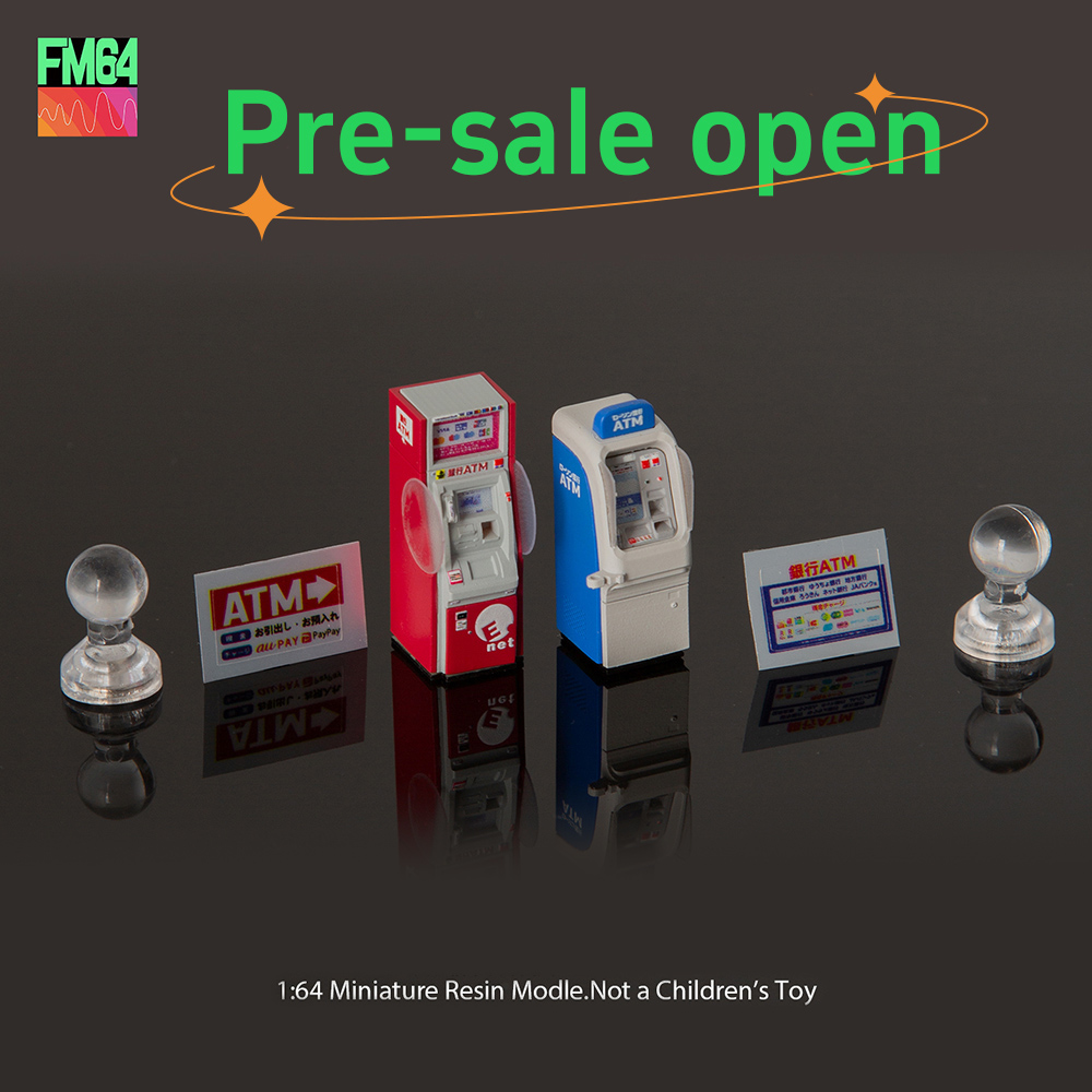 3D Printing Diecast Cars - Kicarmod 1:64 ตู้เอทีเอ็มร้านสะดวกซื้อ โมเดลฉากจำลองขนาดเล็ก วัสดุเรซินสำหรับการพิมพ์ 3