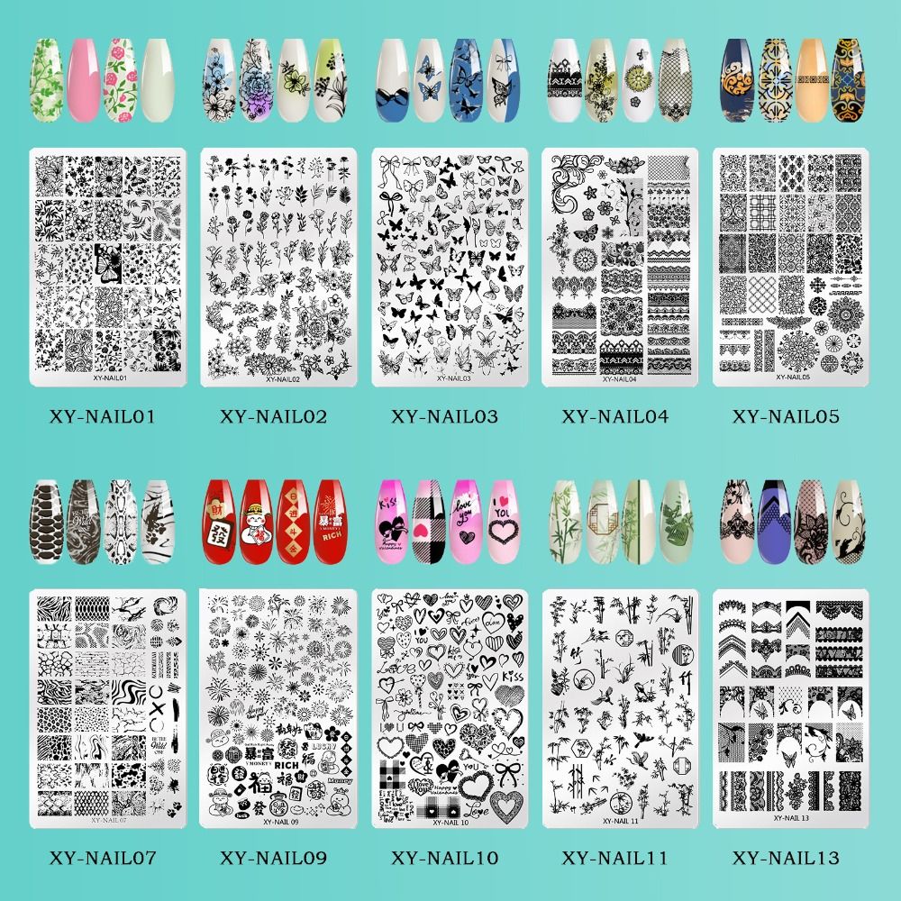 3D Printing Templates Free - แผ่นพิมพ์ลายเล็บสแตนเลสแบบใหม่ ใช้ซ้ำได้ สำหรับทำเล็บ DIY ลายเพ้นท์เล็บ สำหรับร้านทำเล็บ