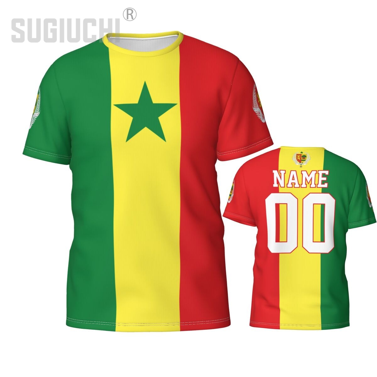 3D Printing Jersey - เสื้อยืด 3 มิติ ลายธงชาติเซเนกัล พร้อมชื่อและหมายเลขตามสั่ง สำหรับผู้ชาย