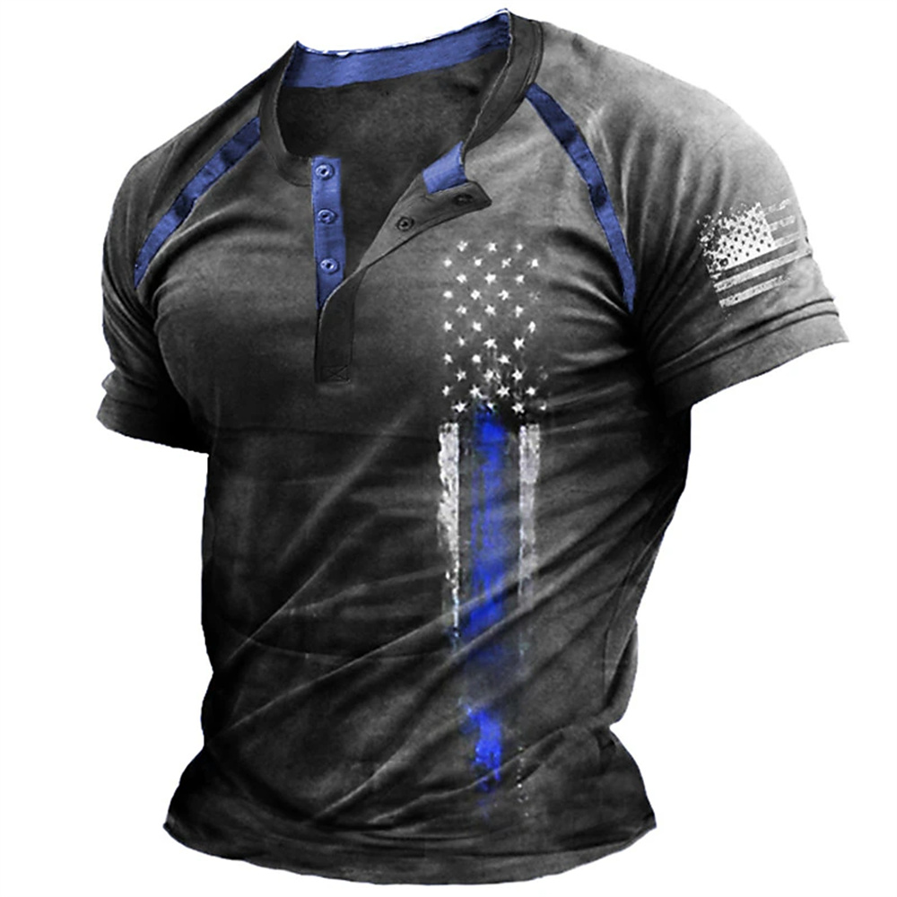 เสื้อเชิ้ตเฮนรี่พิมพ์ลายธงชาติ - 3D Printing Jersey บทวิจารณ์และราคา