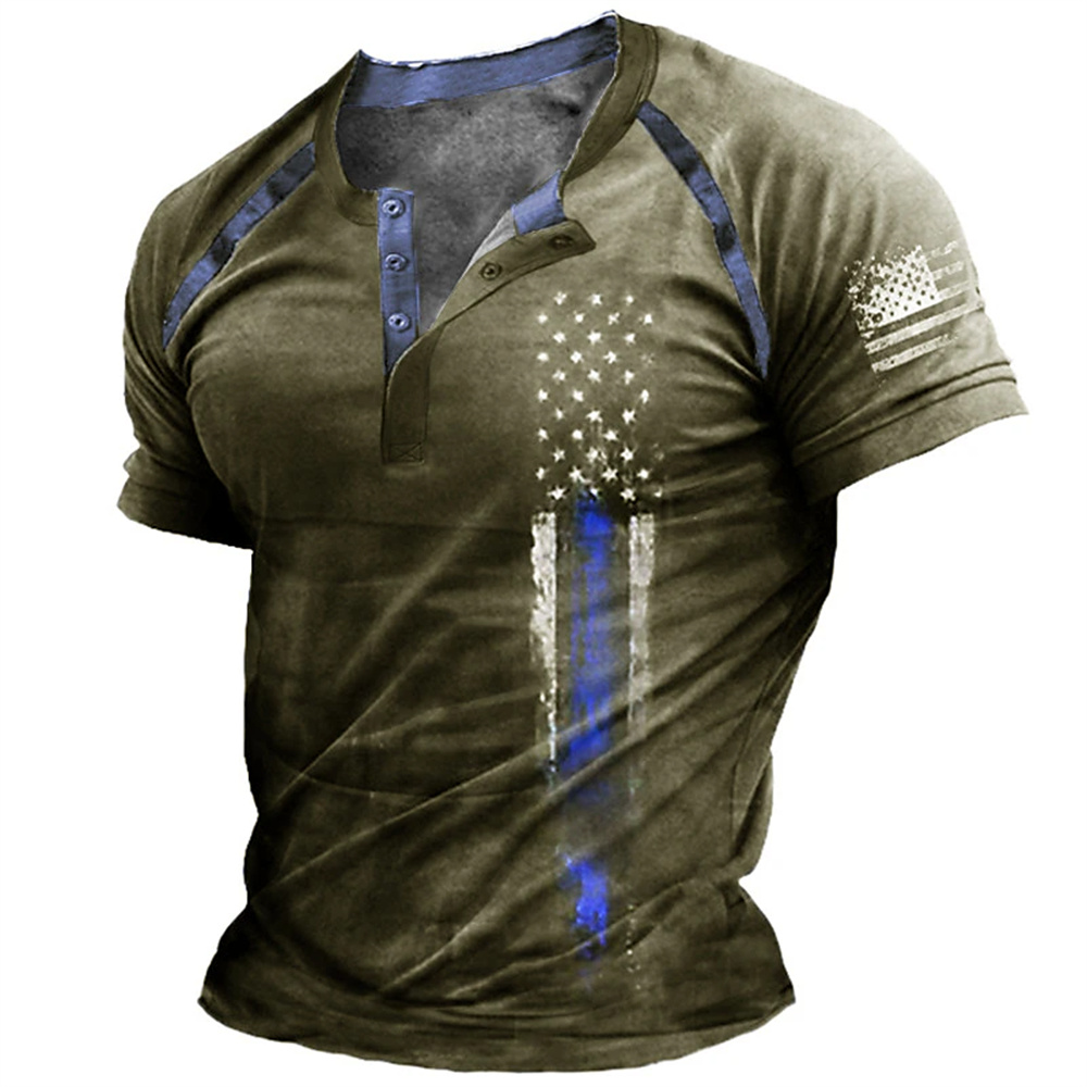 เสื้อเชิ้ตเฮนรี่พิมพ์ลายธงชาติ - 3D Printing Jersey บทวิจารณ์และราคา