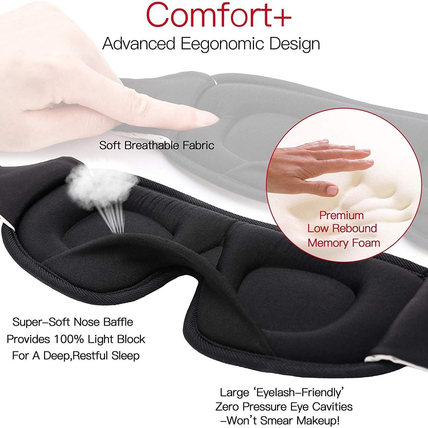 3D Contour Sleep Eye Mask เหมา - 3D Printing Mask บทวิจารณ์และราคา