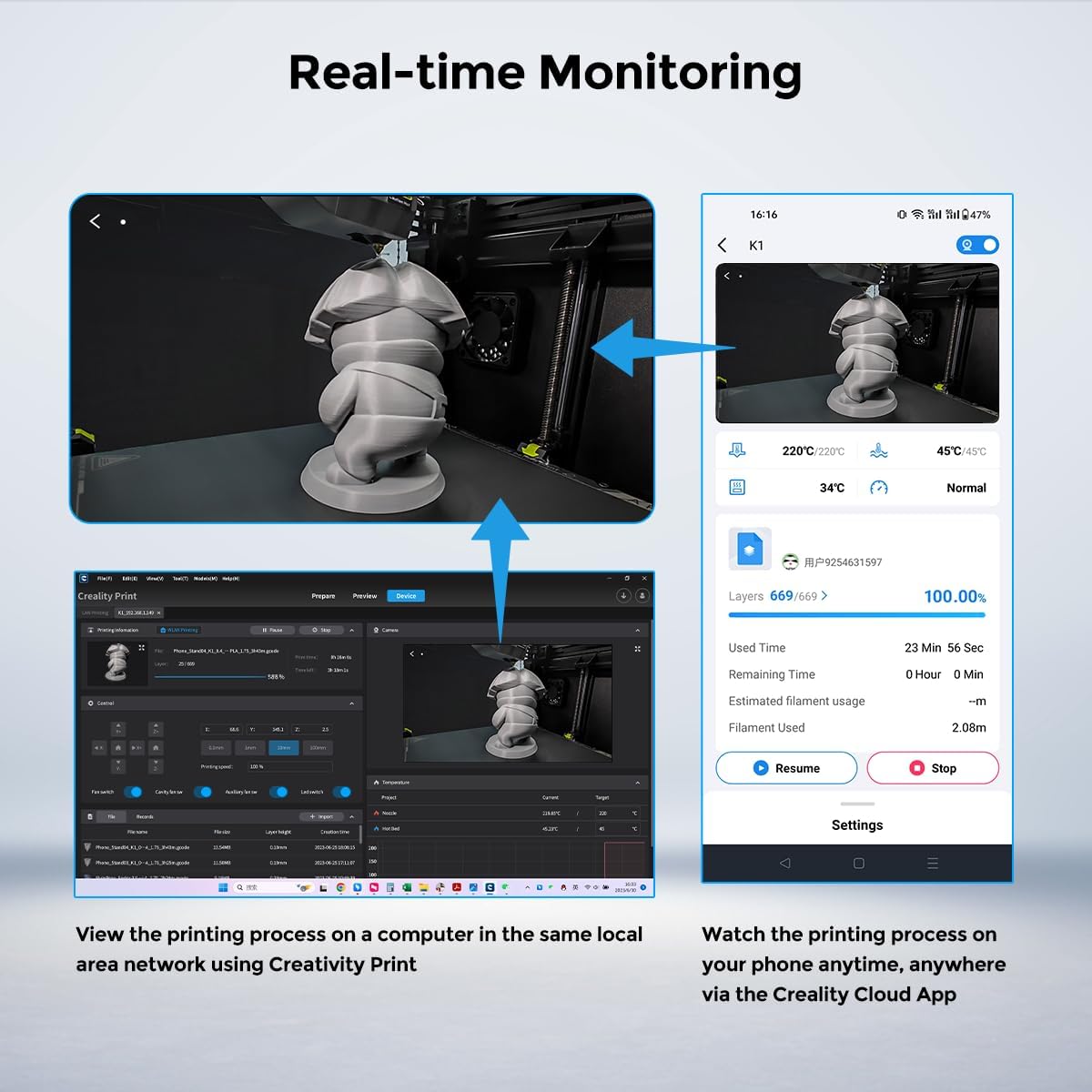 กล้อง Creality K1C /K1 SE AI ค - 3D Printing Ai บทวิจารณ์และราคา